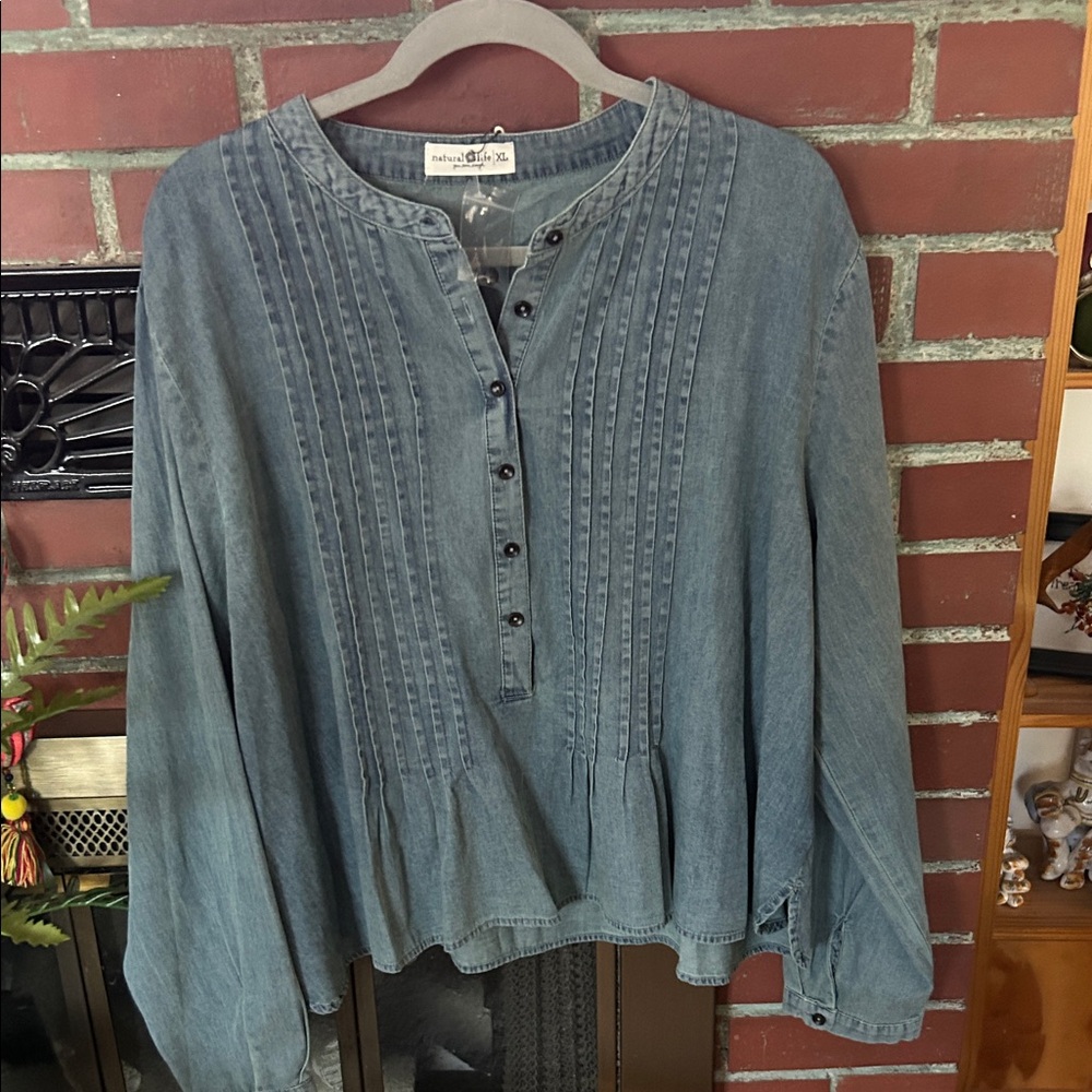 NATURAL LIFE Blue Button-Up Blouse
